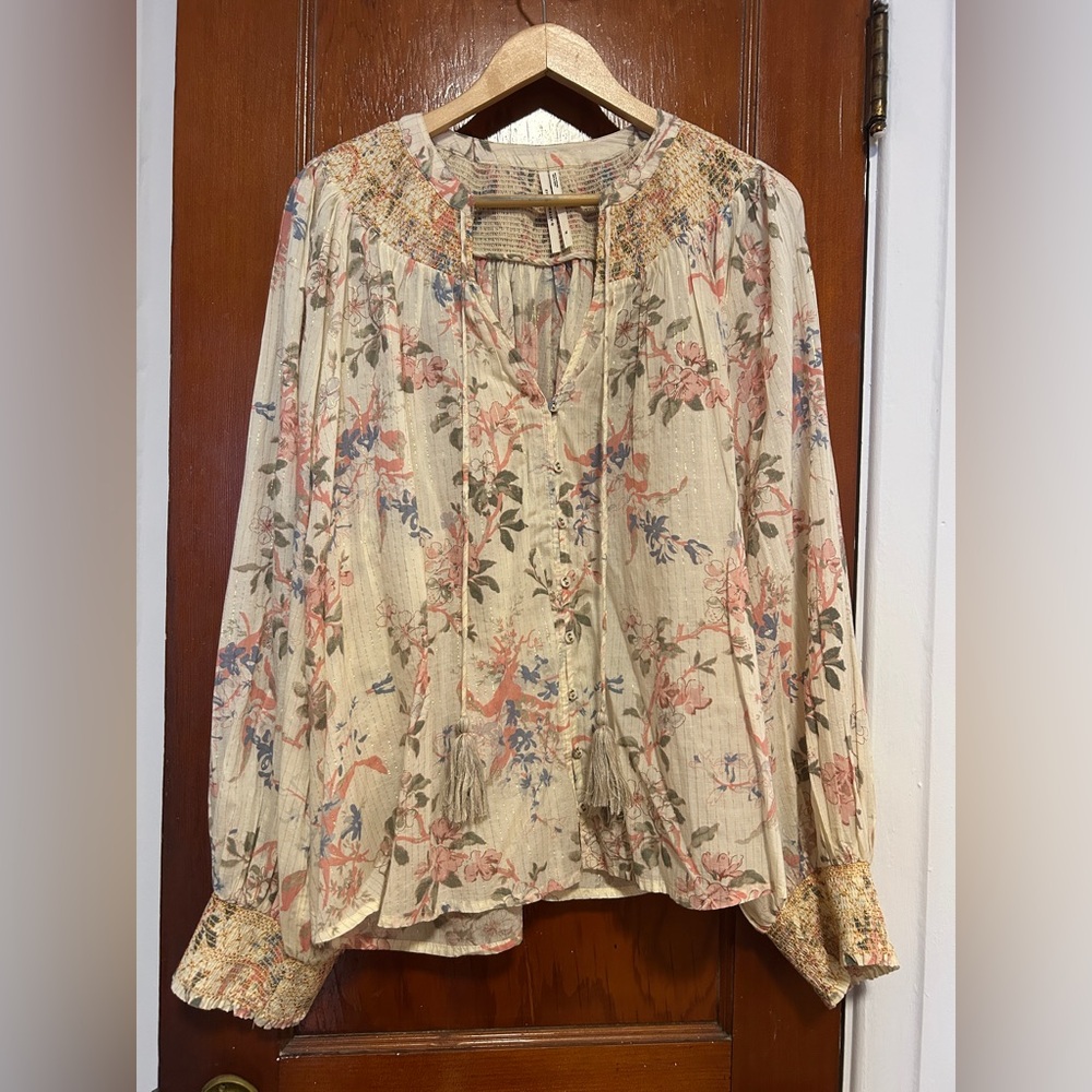 Boho floral Anthropologie blouse